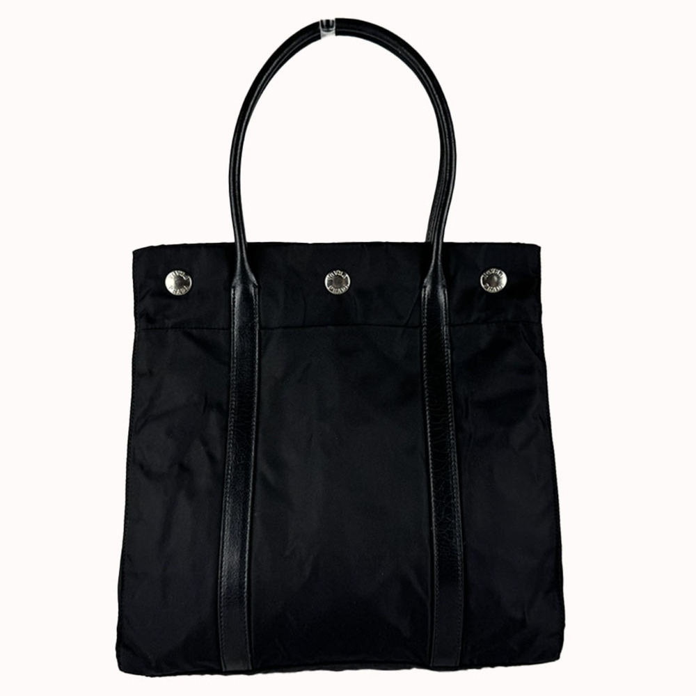 Prada handbag, nylon and leather, black, women's, z10945